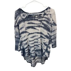 Young Fabulous & Broke Tie Dye High Low Wrap Back Top Boho Navy Size Small